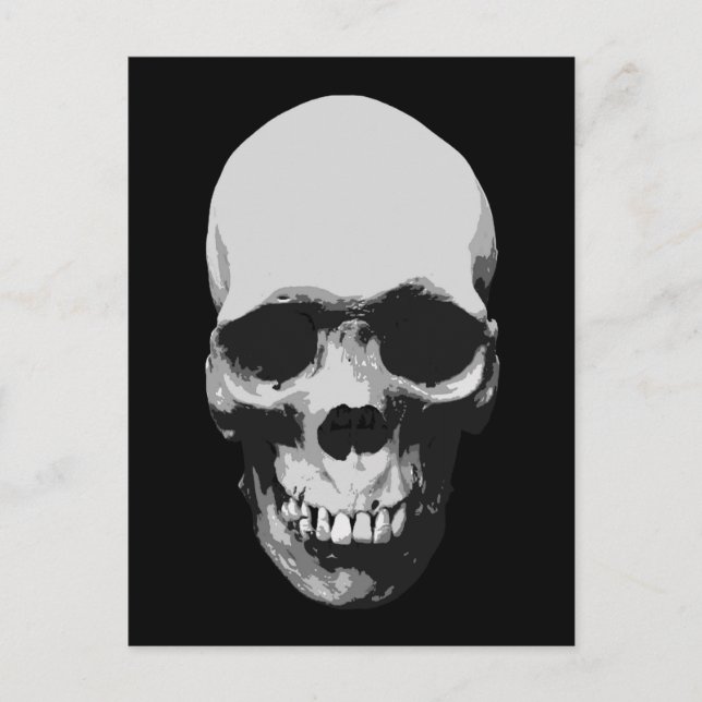 Carte Postale Pop Art noir et blanc crâne (Devant)