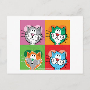 Carte Postale Pop Art Quilt Chat