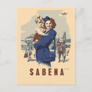 Carte Postale Pop art Sabena Ex Belgian Airlines
