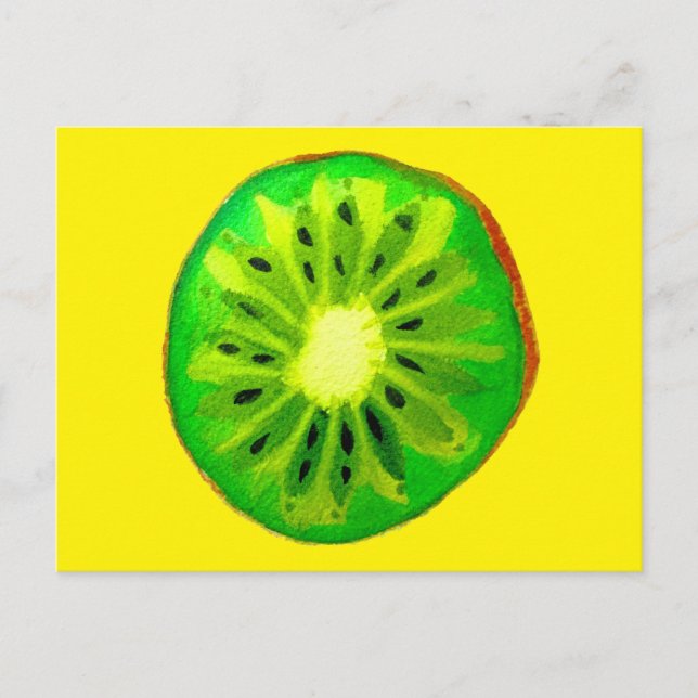 Carte Postale Pop art vif kiwi fruit original aquarelle (Devant)