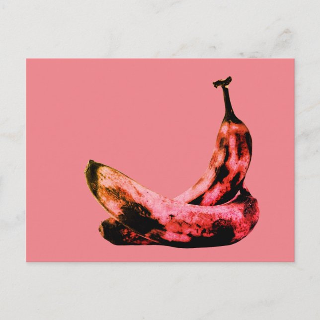 Carte Postale Pop Pop Art Cool de banane rouge rose unique (Devant)