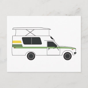 Carte Postale pop up chinook camper rétro citron chaux