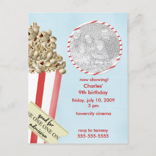 Carte Postale Popcorn Anniversaire Fête Invitation