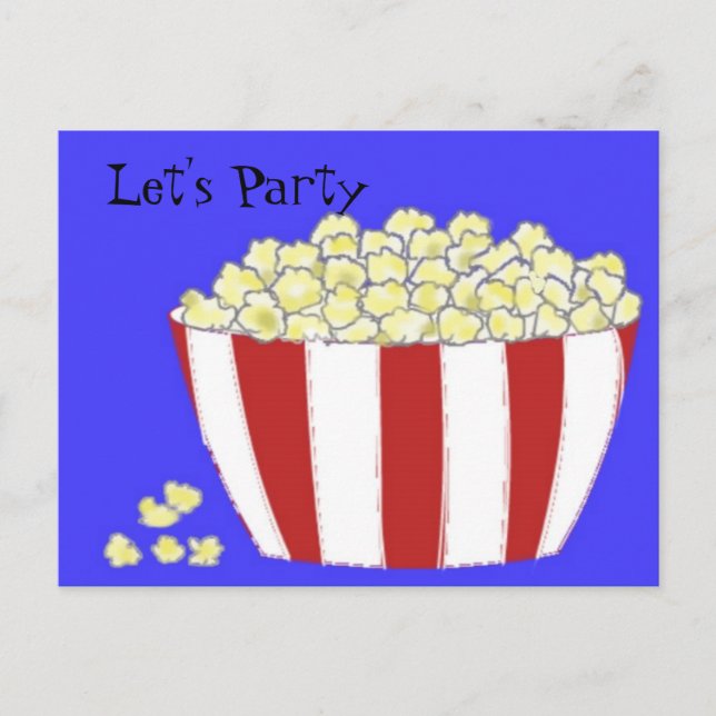 Carte Postale Popcorn - Invitation à fêter (Devant)