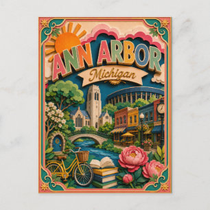 Carte Postale PopCut États Ann Arbor Michigan Art Papier