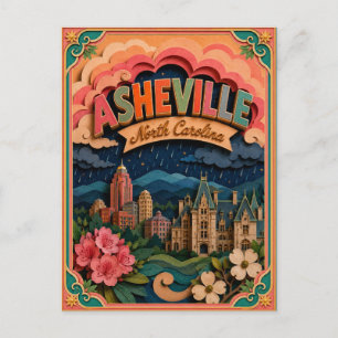 Carte Postale PopCut États Asheville Caroline du Nord Art Papier