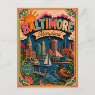 Carte Postale PopCut États Baltimore Maryland Art Papier