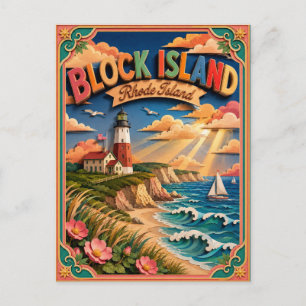 Carte Postale PopCut États Block Island Rhode Island Art en Papi