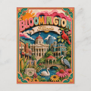 Carte Postale PopCut États Bloomington Illinois Art Papier