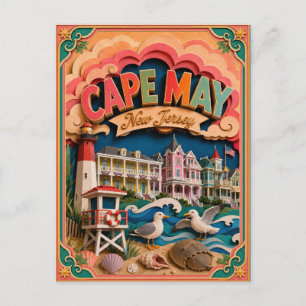 Carte Postale PopCut États Cape May New Jersey Art en Papier