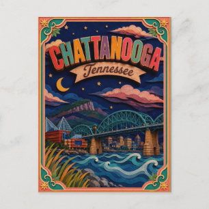 Carte Postale PopCut États Chattanooga Tennessee Art en Papier