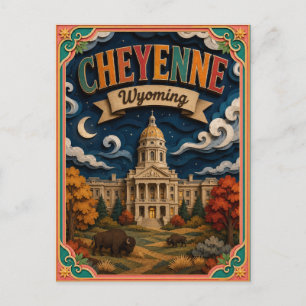 Carte Postale PopCut États Cheyenne Wyoming Art Papier