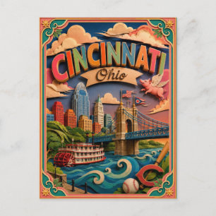 Carte Postale PopCut États Cincinnati Ohio Art Papier