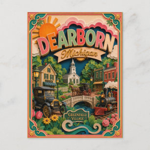 Carte Postale PopCut États Dearborn Michigan Art Papier