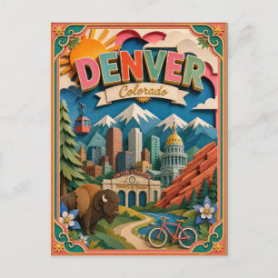 Carte Postale PopCut États Denver Colorado Art Papier