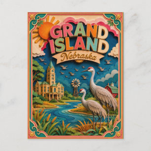 Carte Postale PopCut États Grand Island Nebraska Art en Papier