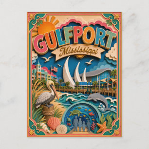 Carte Postale PopCut États Gulfport Mississippi Art Papier