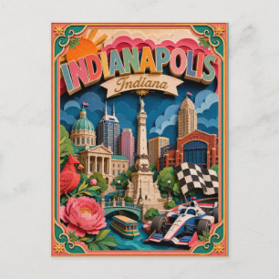 Carte Postale PopCut États Indianapolis Indiana Art Papier
