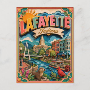 Carte Postale PopCut États Lafayette Indiana Art Papier
