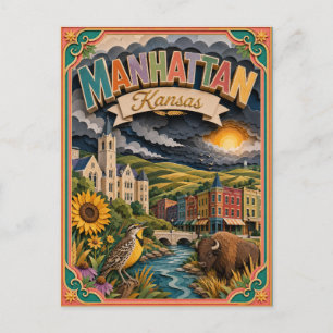 Carte Postale PopCut États Manhattan Kansas Art en Papier