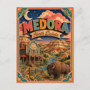 Carte Postale PopCut États Medora Dakota du Nord Art Papier