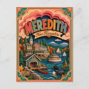 Carte Postale PopCut États Meredith New Hampshire Art Papier