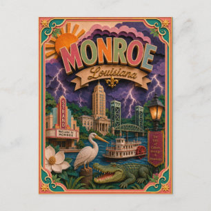 Carte Postale PopCut États Monroe Louisiane Art Papier