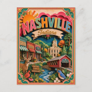 Carte Postale PopCut États Nashville Indiana Art Papier
