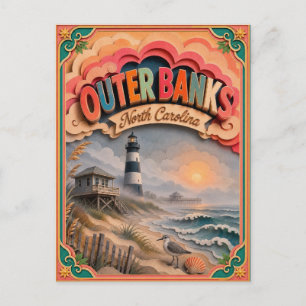 Carte Postale PopCut États Outer Banks Caroline du Nord Art en P