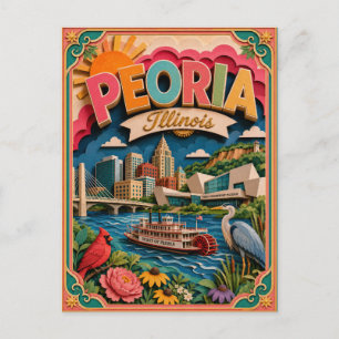 Carte Postale PopCut États Peoria Illinois Art Papier
