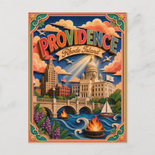 Carte Postale PopCut États Providence Rhode Island Art Papier