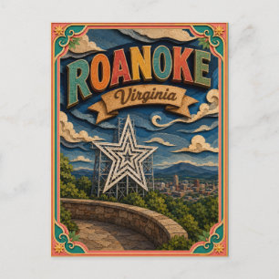 Carte Postale PopCut États Roanoke Virginie Art Papier