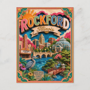 Carte Postale PopCut États Rockford Illinois Art Papier