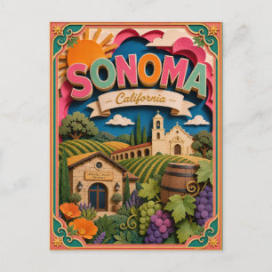 Carte Postale PopCut États Sonoma Californie Art en Papier