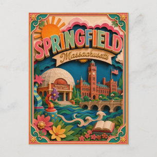 Carte Postale PopCut États Springfield Massachusetts Art en Papi