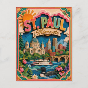 Carte Postale PopCut États St. Paul Minnesota Art en Papier