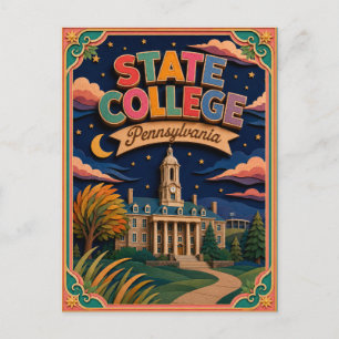 Carte Postale PopCut États State College Pennsylvanie Art Papier
