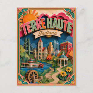 Carte Postale PopCut États Terre Haute Indiana Art Papier