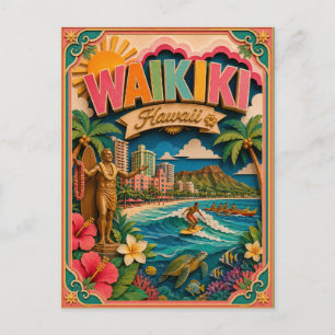 Carte Postale PopCut États Waikiki Hawaï Art en Papier