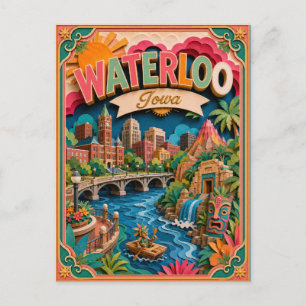 Carte Postale PopCut États Waterloo Iowa Art Papier