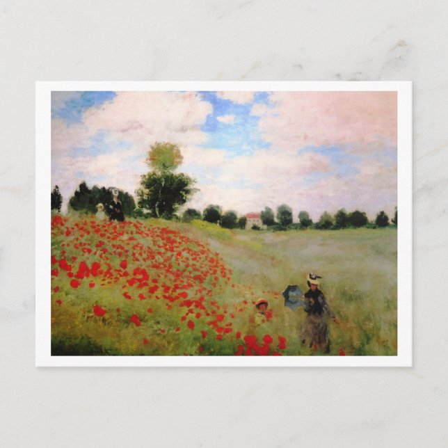 Carte Postale Poppies rouges par Monet - Poppy Field Parasol Fem (Devant)