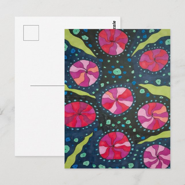 Carte Postale Pops cosmiques roses et bleues (Devant / Derrière)