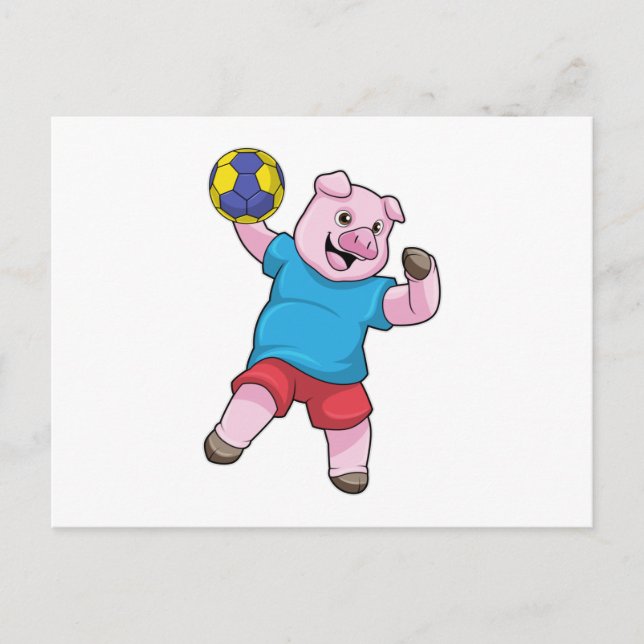 Carte Postale Porc au handball (Devant)