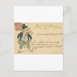 Carte Postale porc et poches vides avec le texte