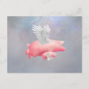 Carte Postale Porcelets volants