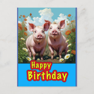 Carte Postale porcs d'anniversaire