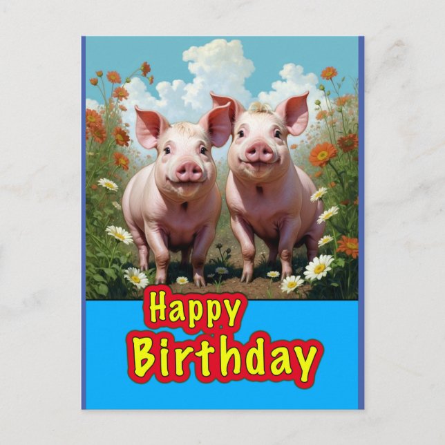 Carte Postale porcs d'anniversaire (Devant)