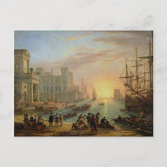 Carte Postale Port au coucher du soleil par Claude Lorrain (Devant)