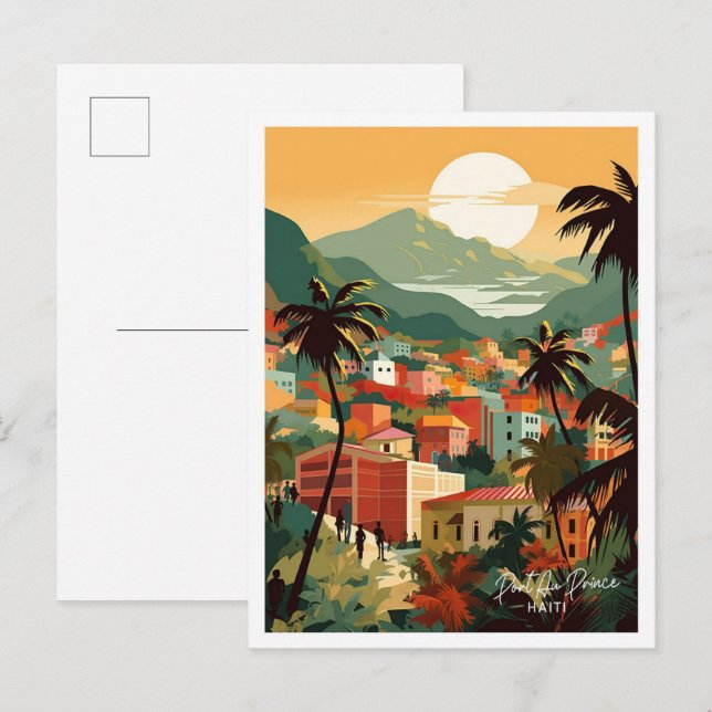 Carte Postale Port au Prince Haïti Lieu de voyage illustration (Devant / Derrière)