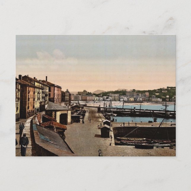 Carte Postale Port, cru Photochrom de San Sebastian, Espagne (Devant)